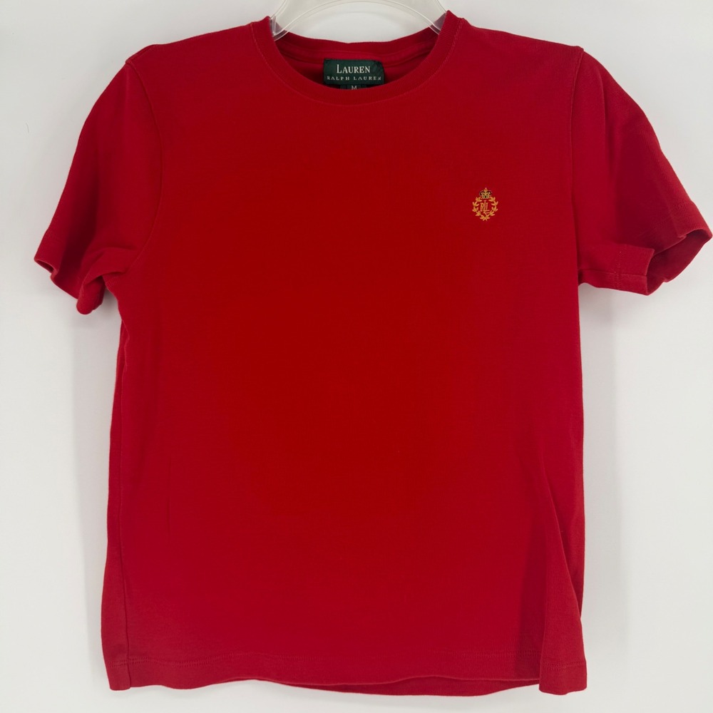 Lauren Ralph Lauren Red Cotton Short Sleeve Crest Logo T-Shirt Medium